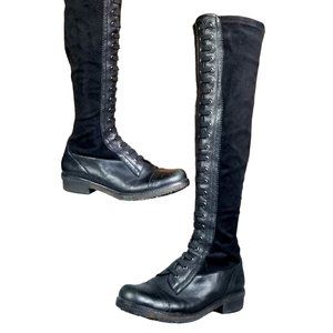 vtg Stuart Weitzman edwardian knee high lace up combat boots size 7.5